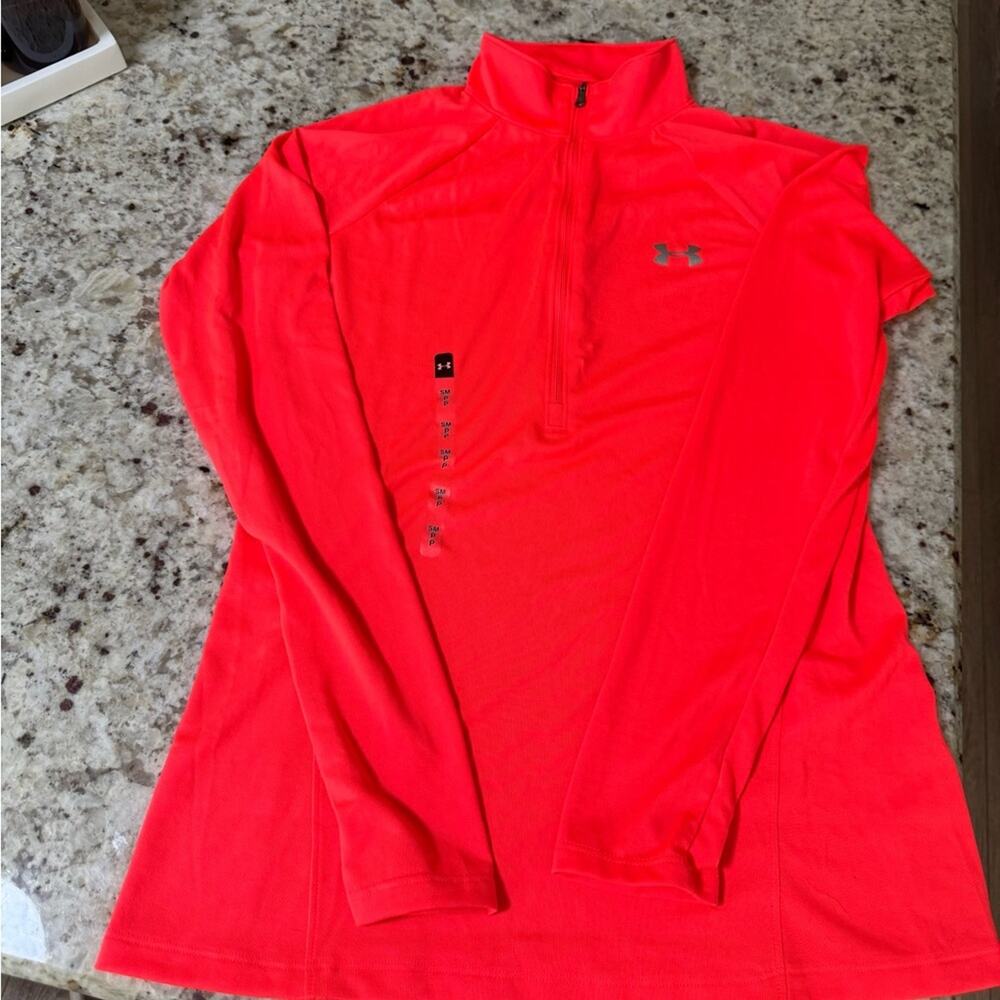 Under Armour Tech Quarter Zip Twist Orange Long Sleeved SZ SM